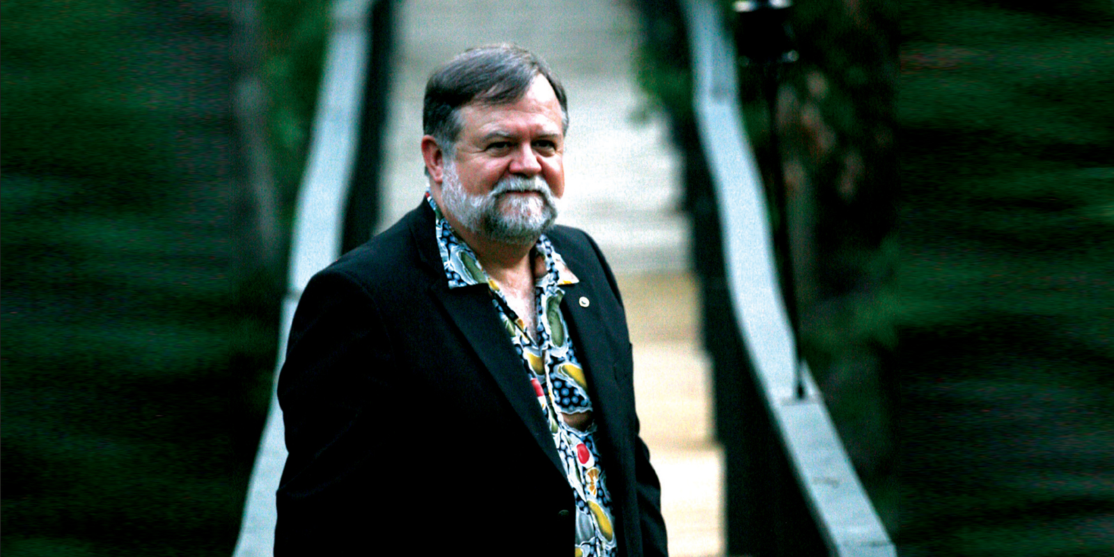 Tom Scheib on the walkway from his house to the Tchefuncte River. During Katrina, Scheib and his late wife, Lynne, found shelter and high ground in their friend’s century-old cottage.