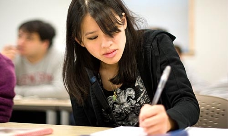 Student taking exam