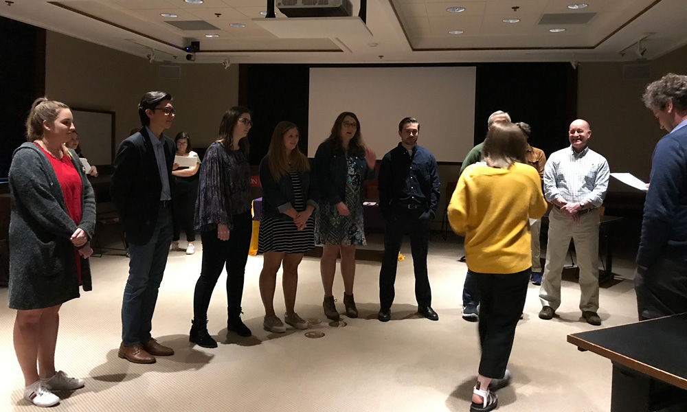 Students at the Eta Sigma Phi initiation ceremony