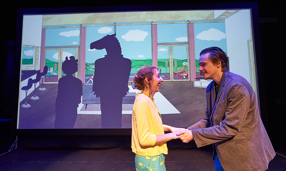 Denison students on the stage of “BoJack Horseman”