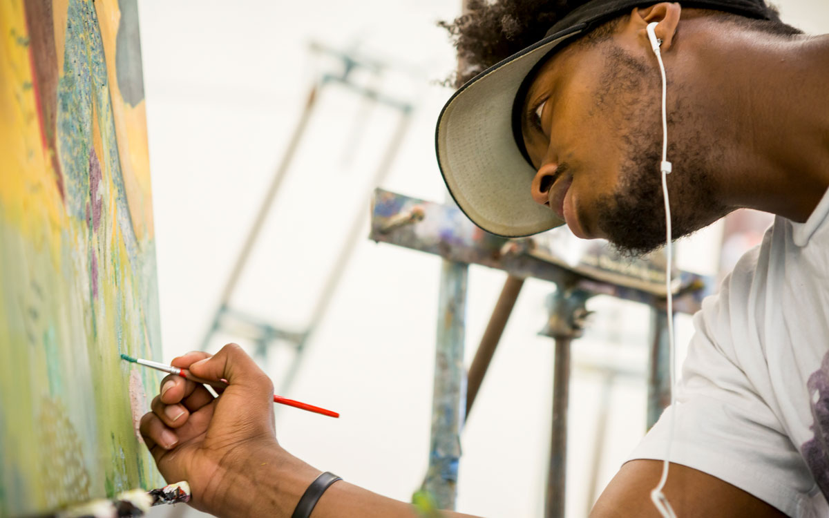 Student working in Painting Studio