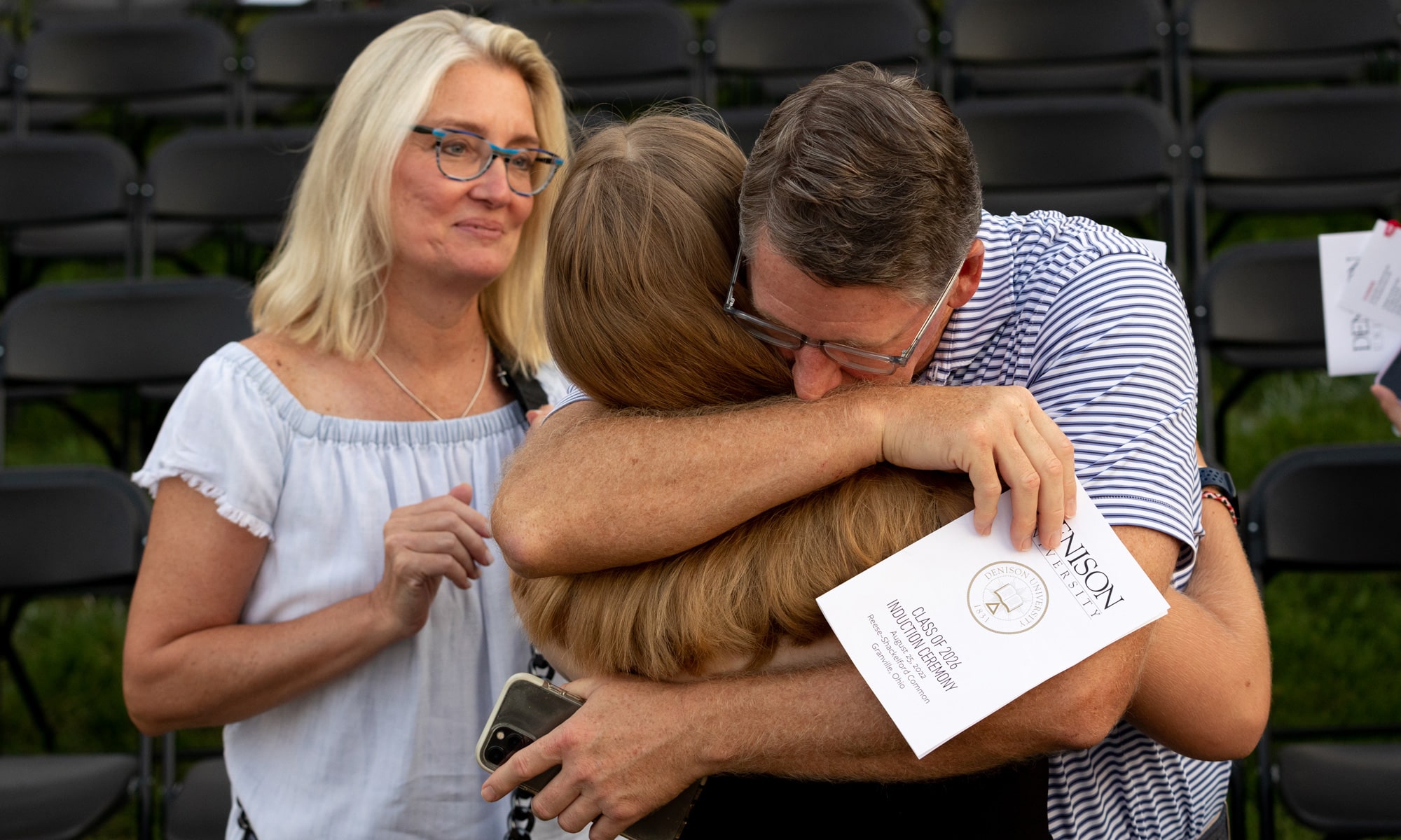 Student saying goodbye