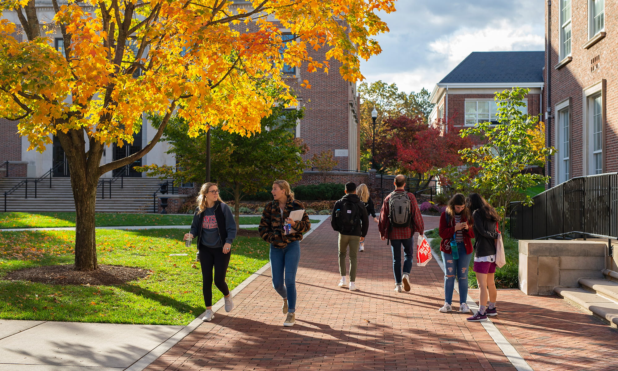 Students walking on campus