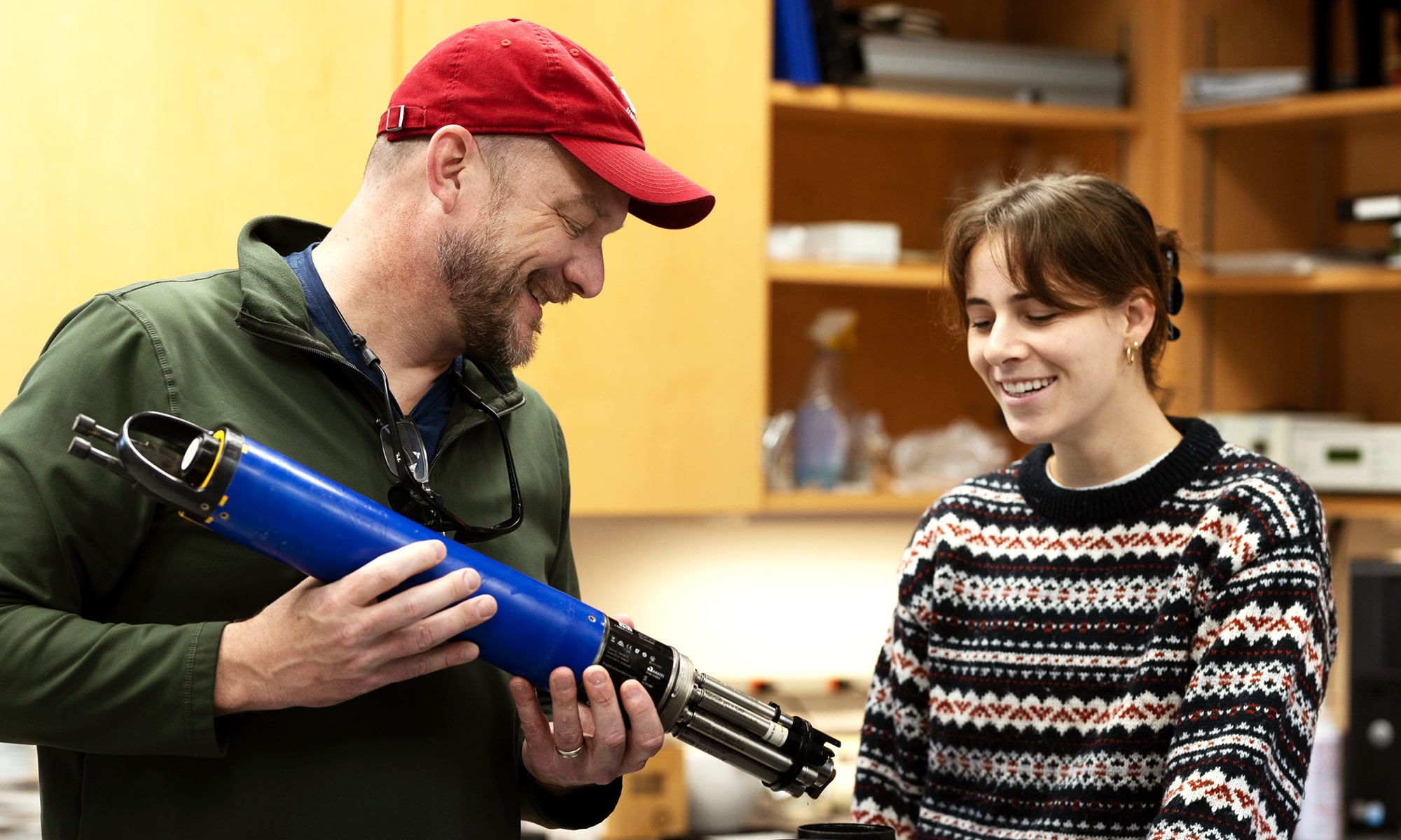 David Goodwin and Caroline Lopez '25 laughing