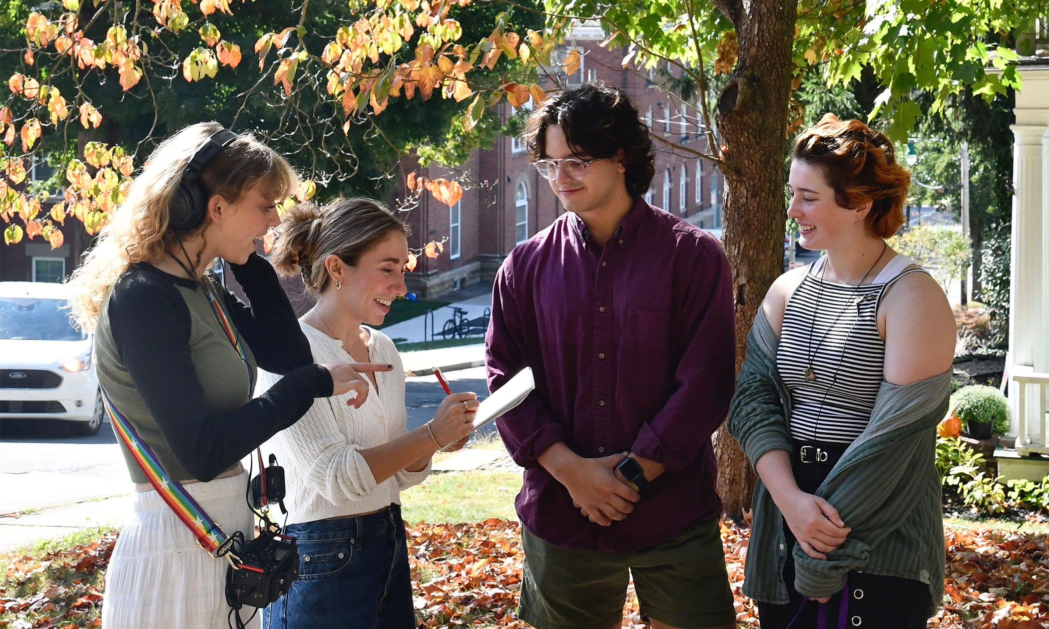 Group of students talking with eachother