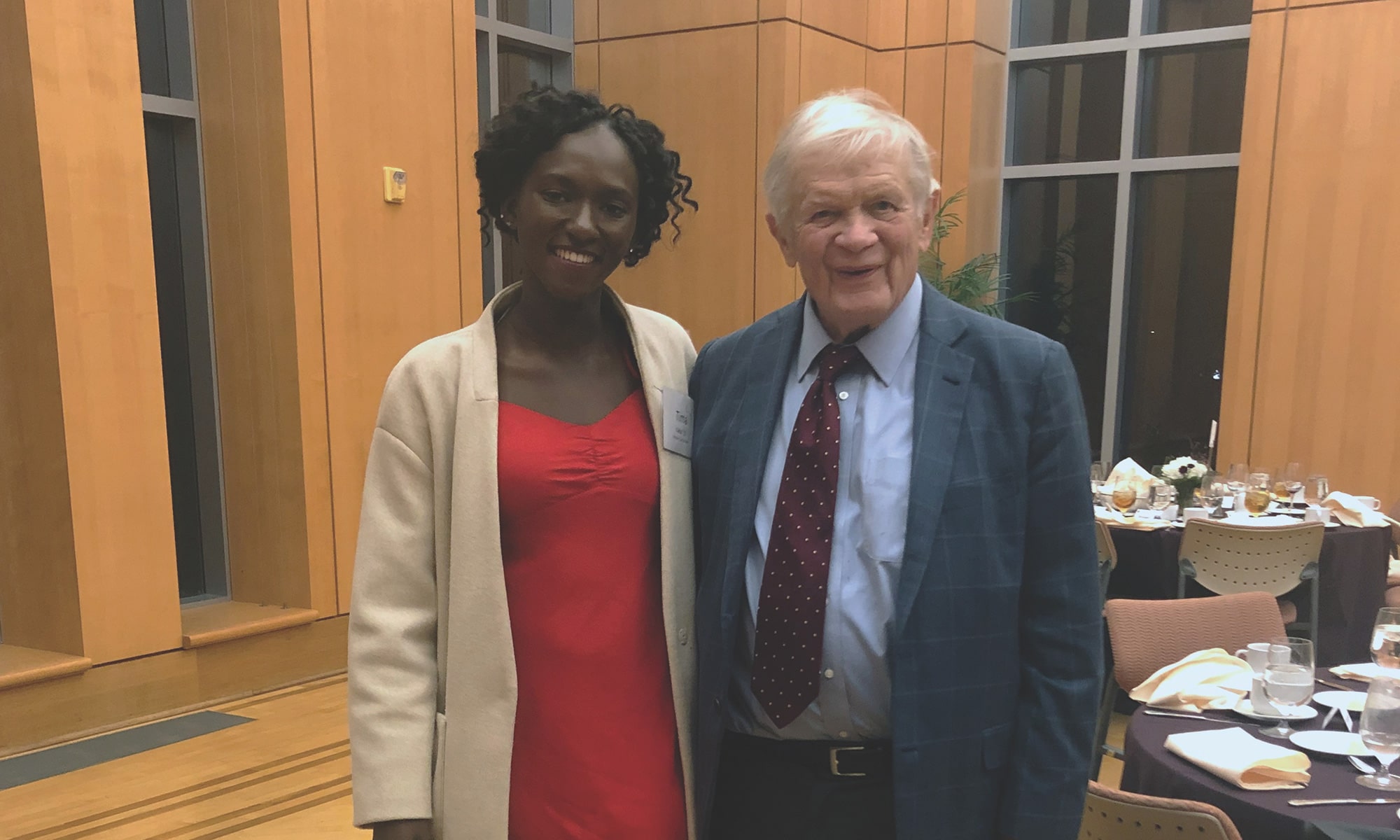 Tima Kaba ’19 with Don Shackelford ’54