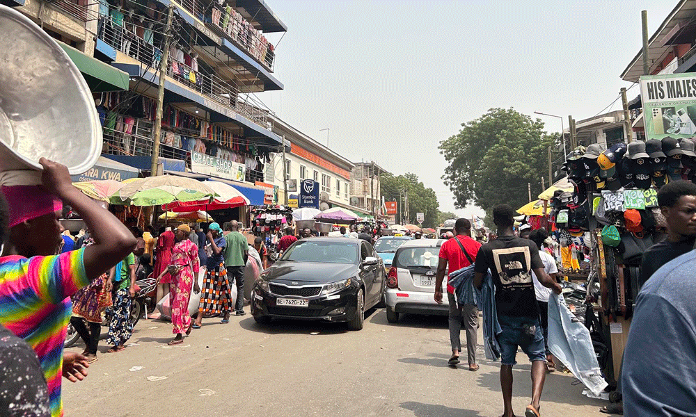 A busy market street in Accra.