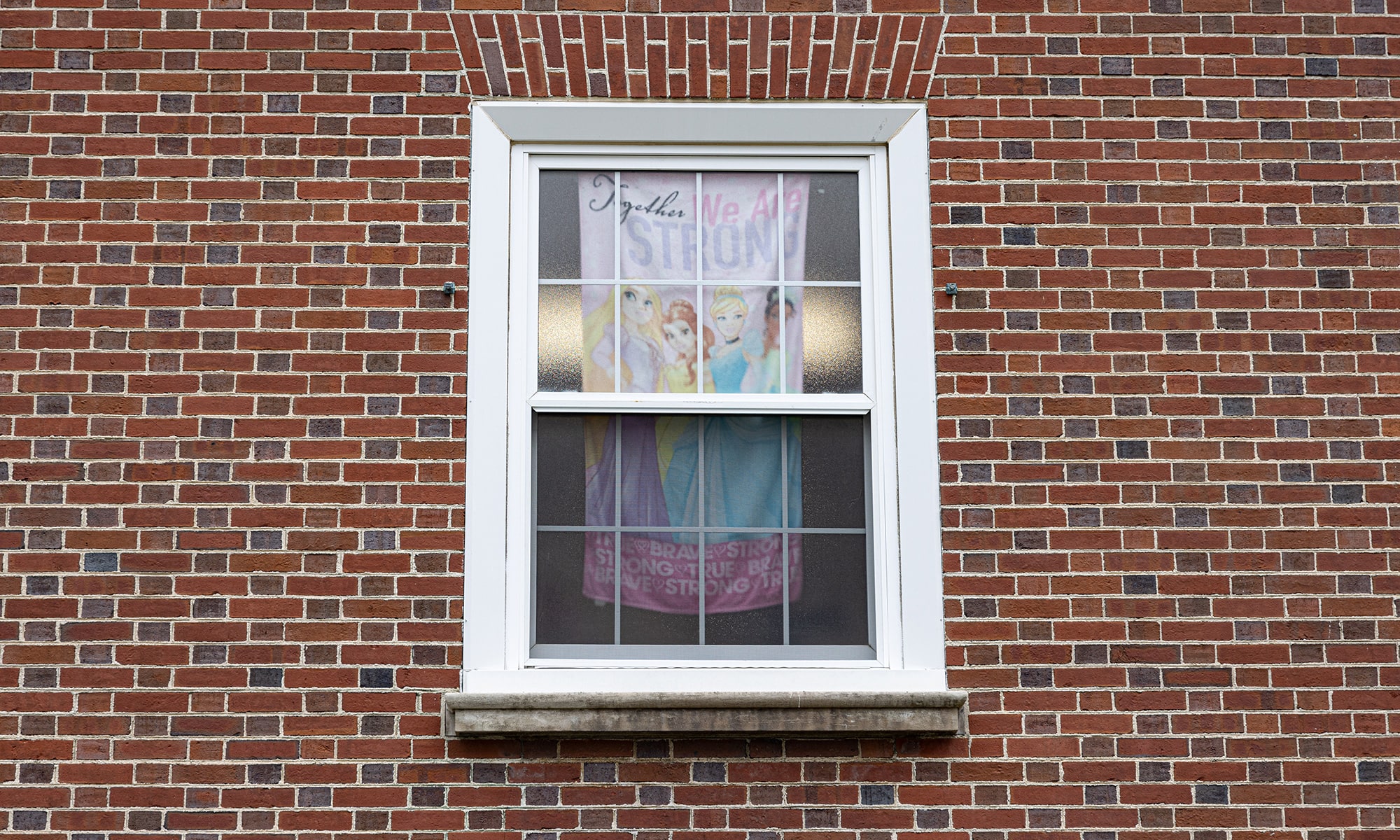 Towel hanging from window