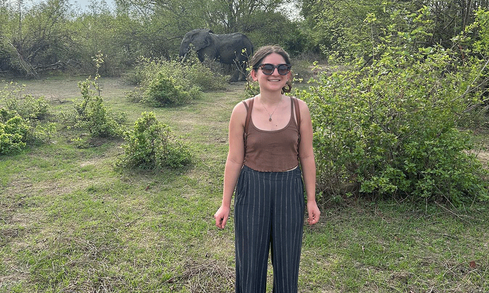 Cohen visiting Mole National Park (with an elephant).