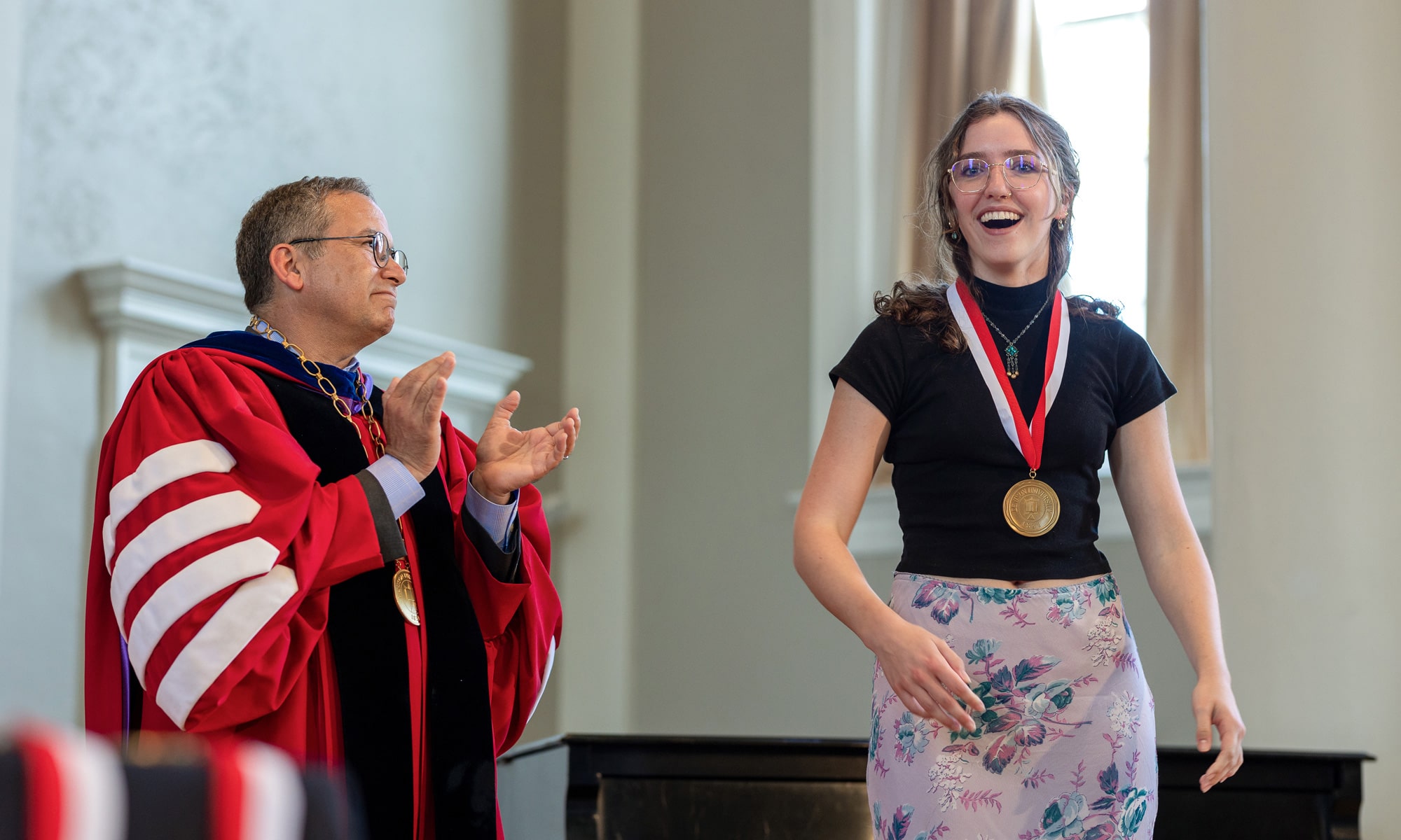 Student at academic awards convocation