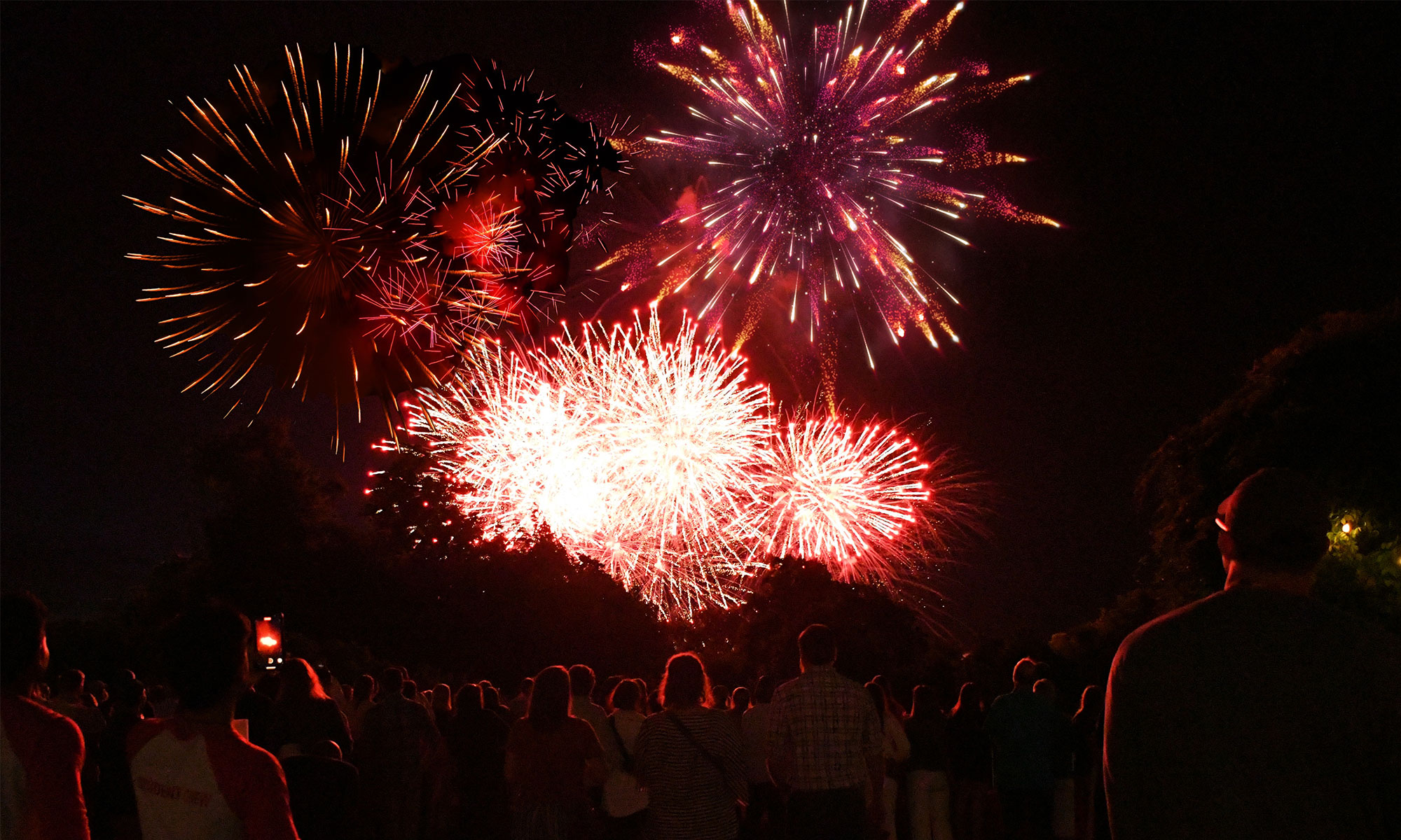 People standing and watching fireworks