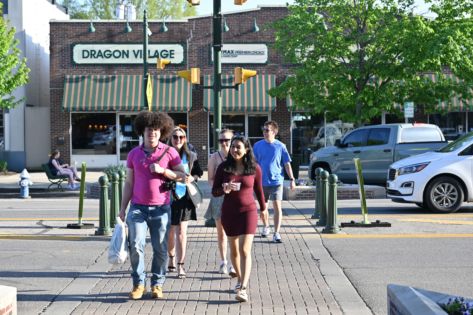 Students crossing the road in the village of Granville