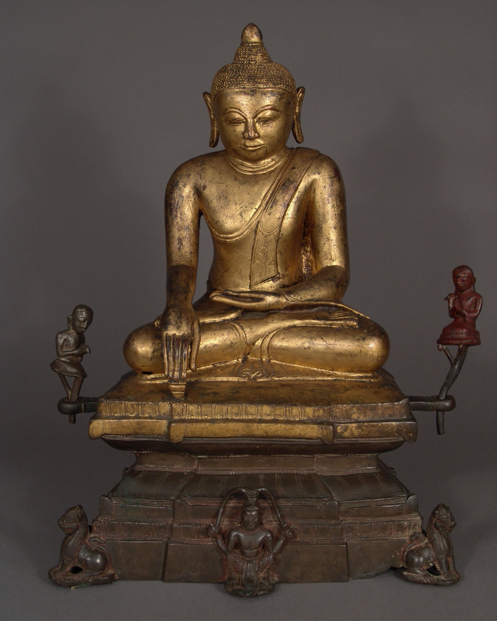 Burmese, Seated Buddha flanked by two disciples, 1628, DU1989.25. Gift of William Hensley