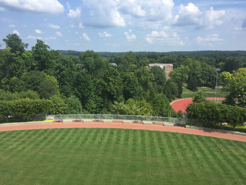 Aerial view of the campus commons