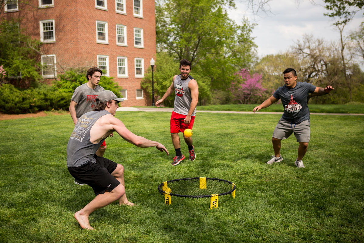 Students playing game on campus