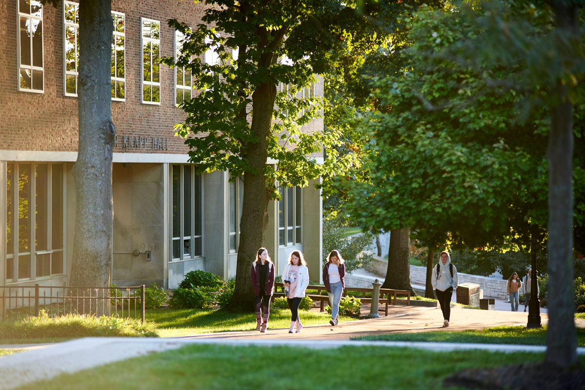 Students walking on campus