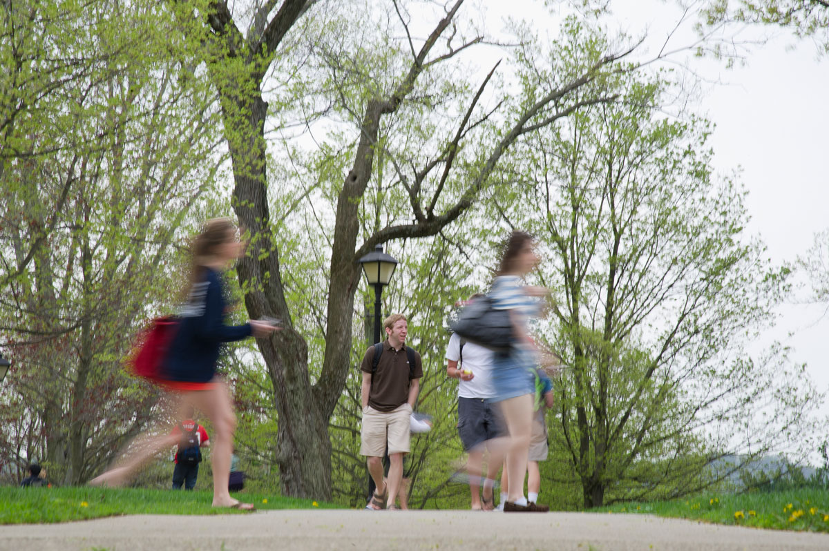 Students walking on campus