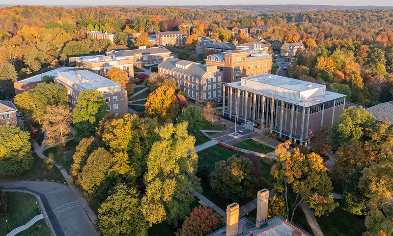 Overhead shot of the Denison University campus