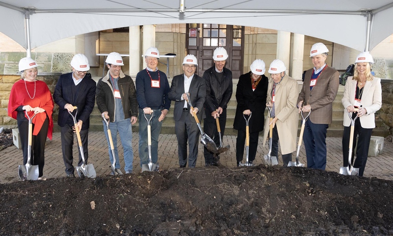 Denison leadership and donors with shovels breaking ground on Doane renovation.