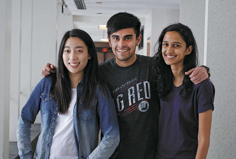 Asesha Dayal '17 (right), Jihyun Kim '16 (left) & Ridhim Seth '17 (center)