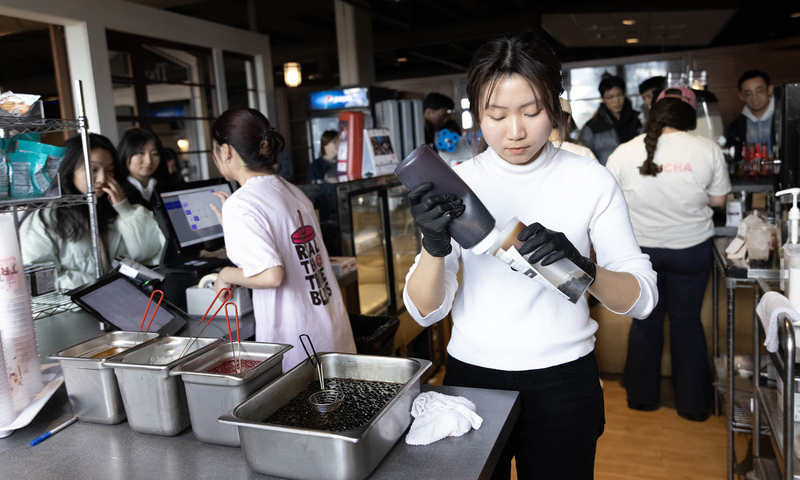 The bubble tea shop employs 20 students. 