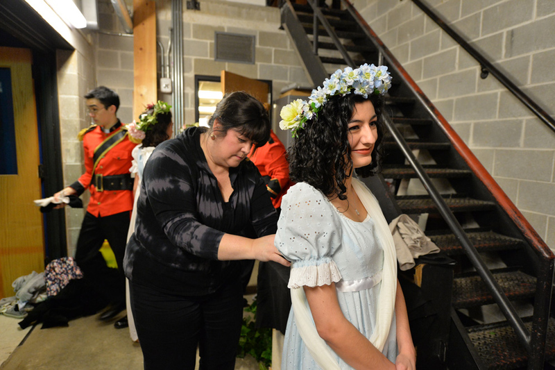 Meg Odell getting ready back stage