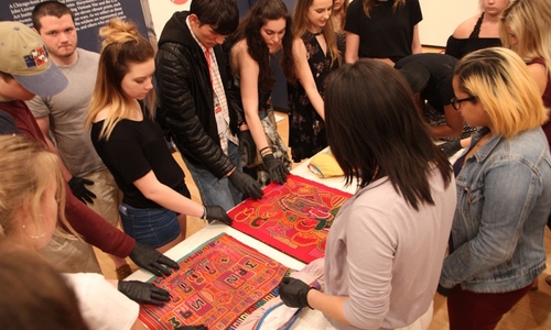 A class visits the Denison museum