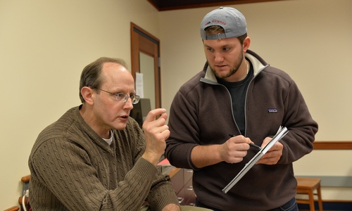 Professor Wes Walter with a student