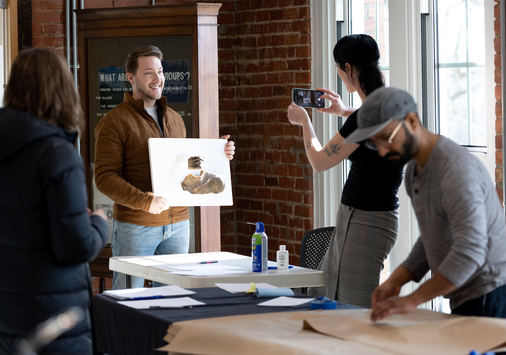 Members of the Denison community borrowed nearly 100 student works of art for the semester during the first-ever Studio Art Lending Library in the Bryant Arts Center, held on Jan. 27, 2023.