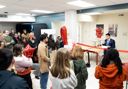 Students at the new Huffman lounge