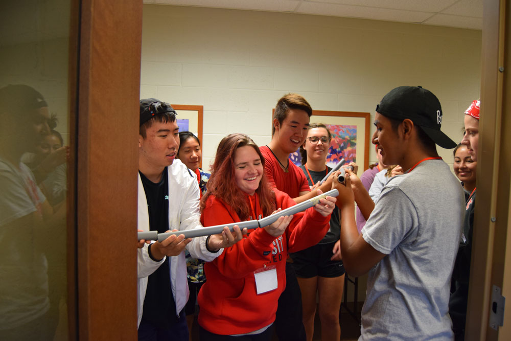 Students participating in an activity at DU Lead