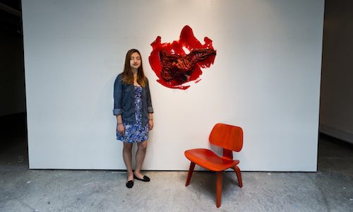 Nancy Martinez with artwork