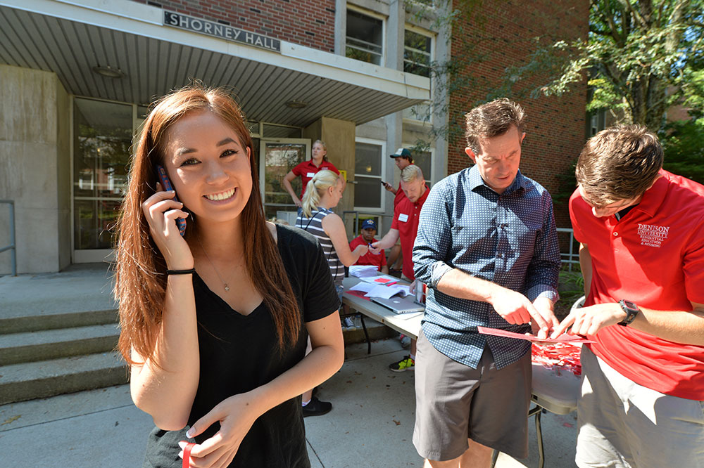 Student on phone