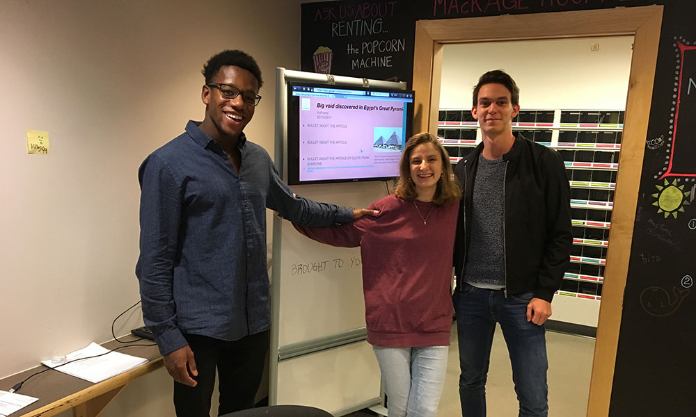 students in the mailroom