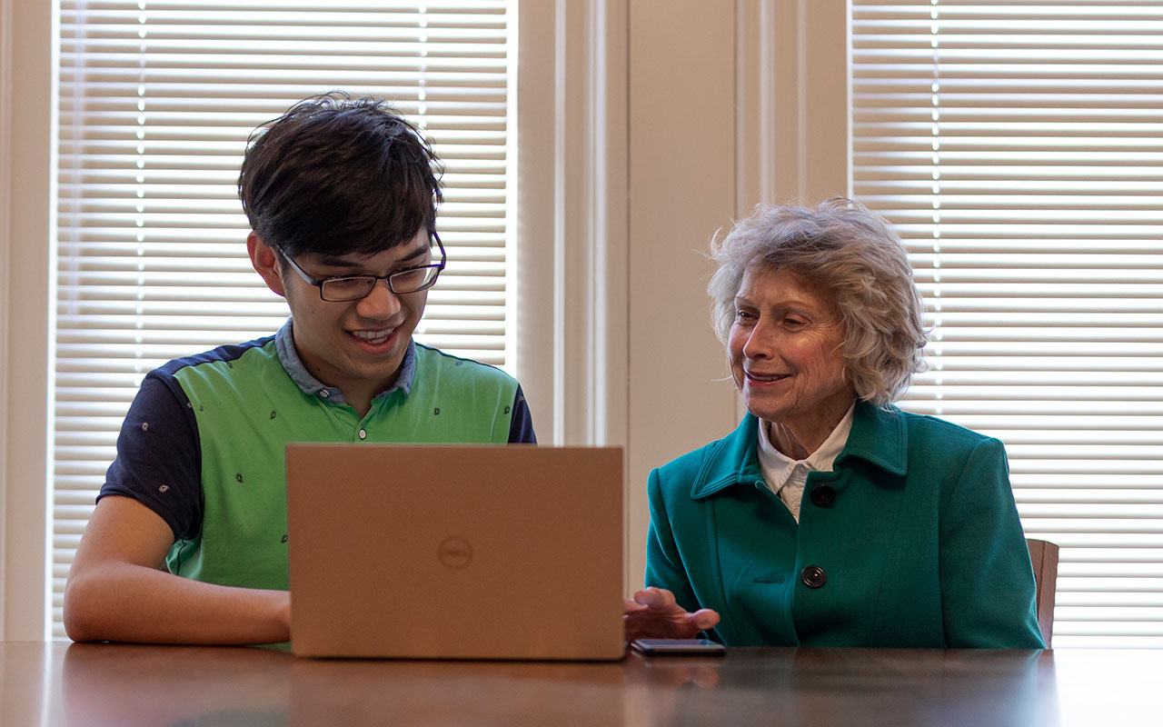 Sihan Cai '20 and Professor Emerita Joan Krone