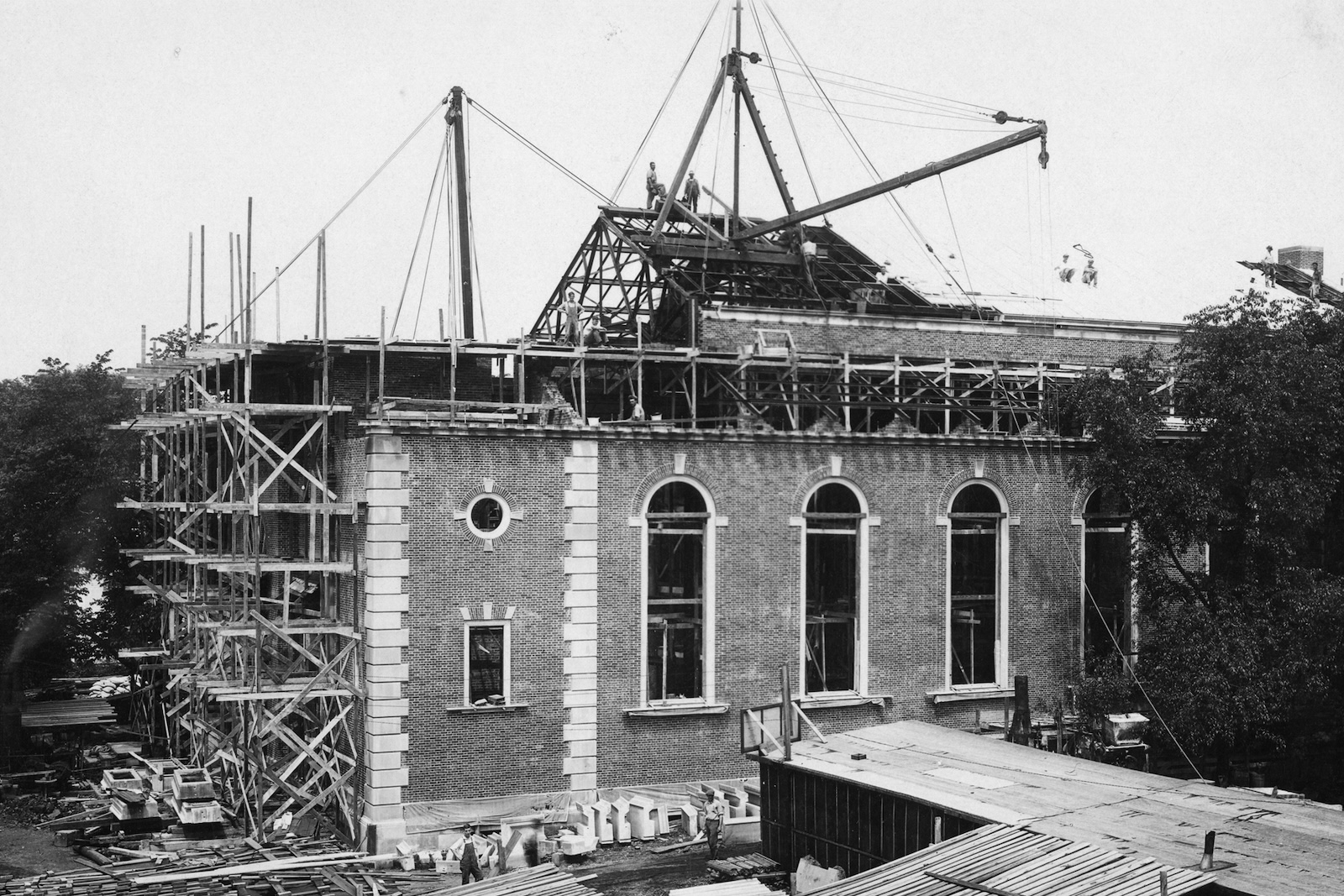 Swasey Chapel during construction