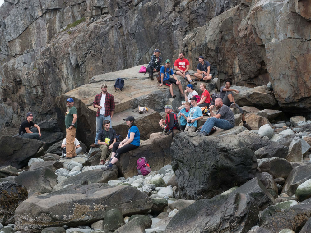 Group on rocks