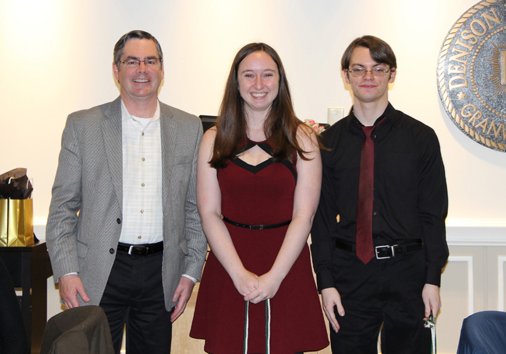 Jane Bright and Patrick Banner with a professor