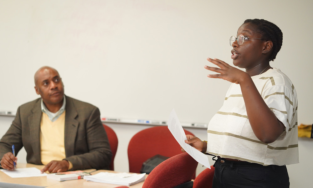 Students engaging in classroom discussion