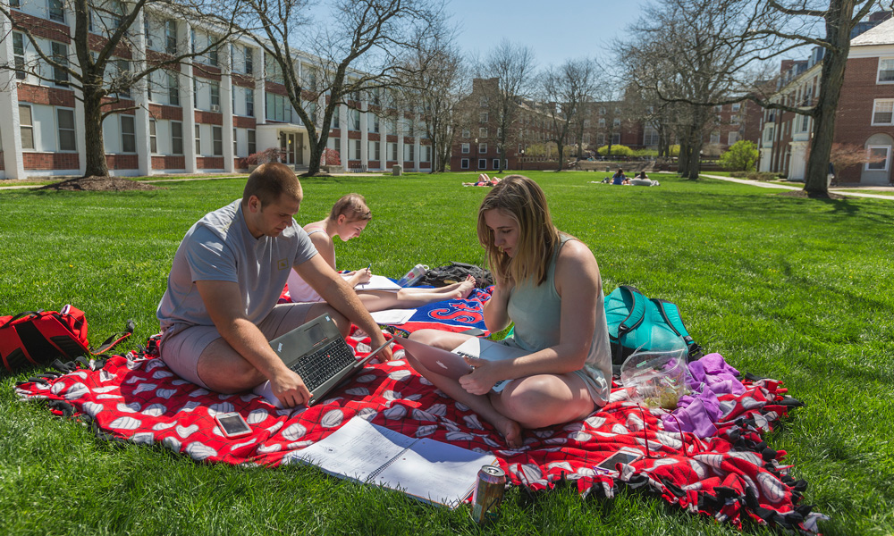 Students study on East Quad