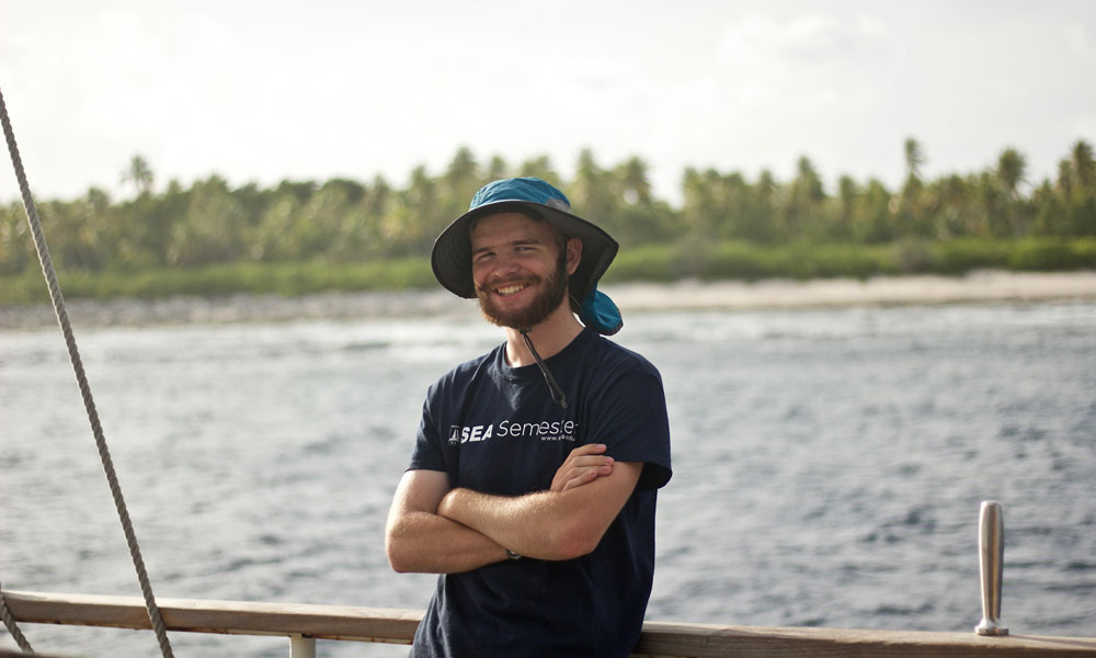 Elliot Hayne aboard the SSV Robert C. Seamans