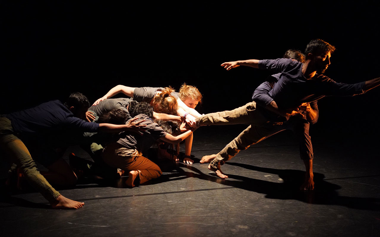 Students dancing on stage