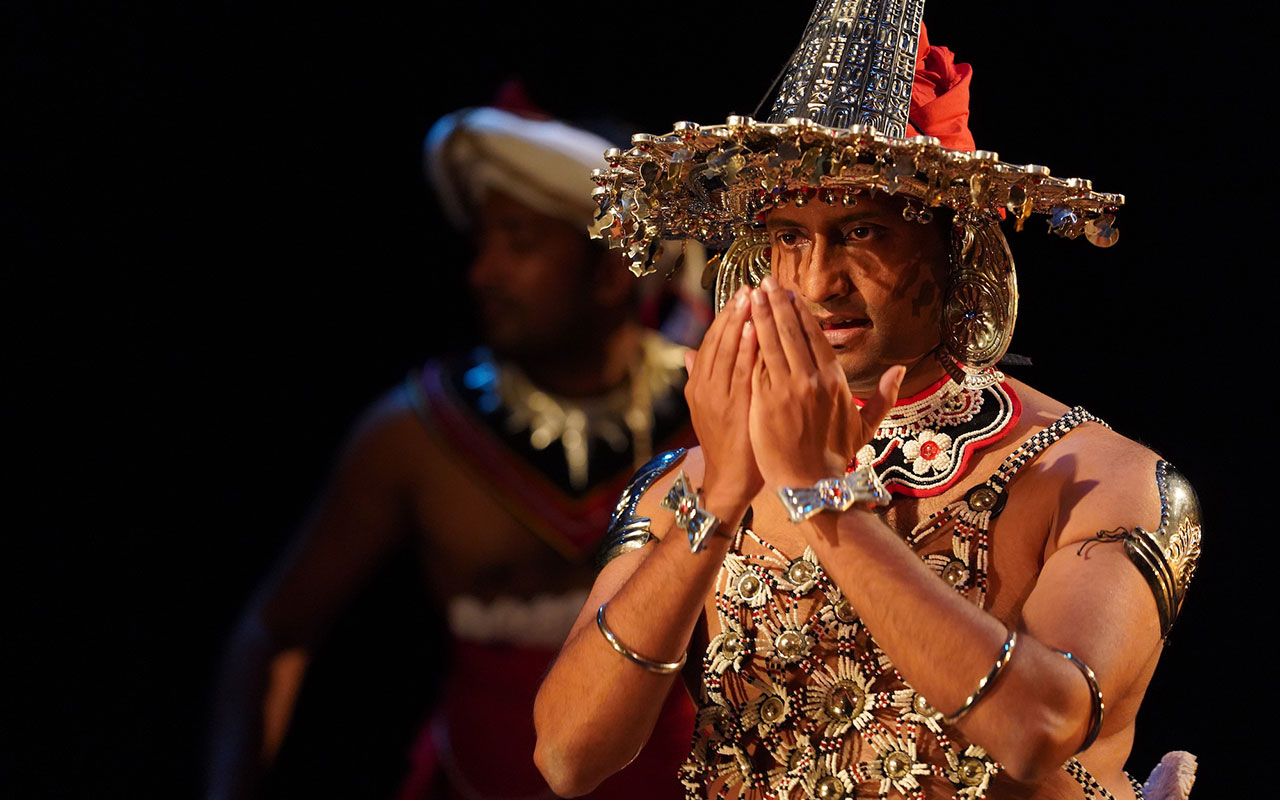 Portrait of student dancing on stage