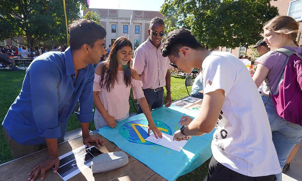 Students at the involvement fair