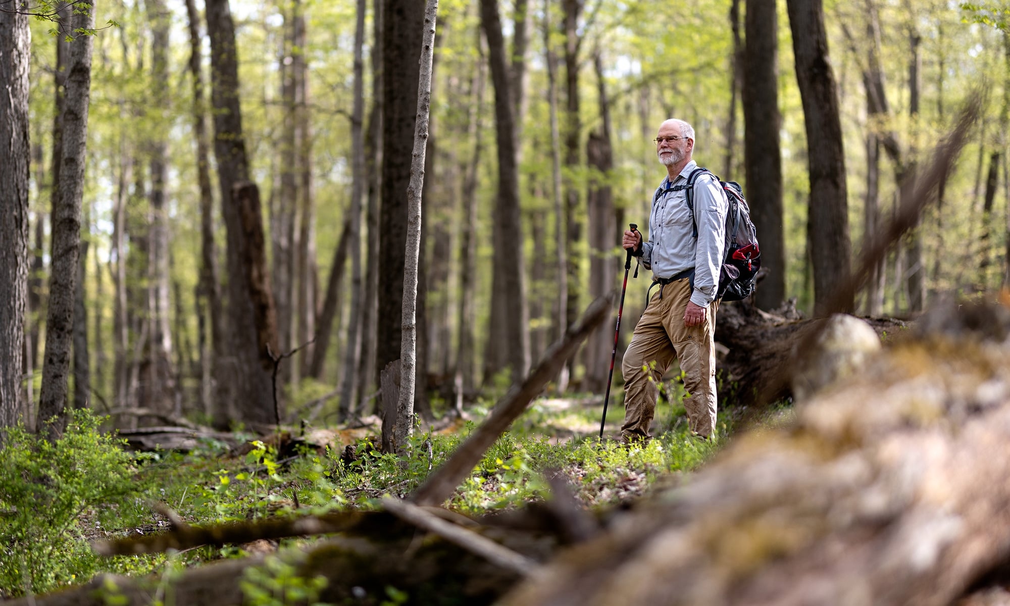 Eric Liebl hiking in the bio reserve