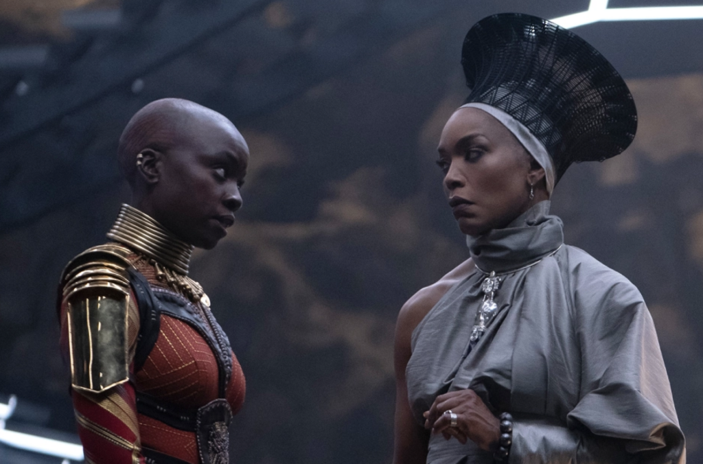 Danai Gurira as Okoye and Angela Bassett as Ramonda in Marvel Studios’ Black Panther: Wakanda Forever. (Eli Adé / Marvel)