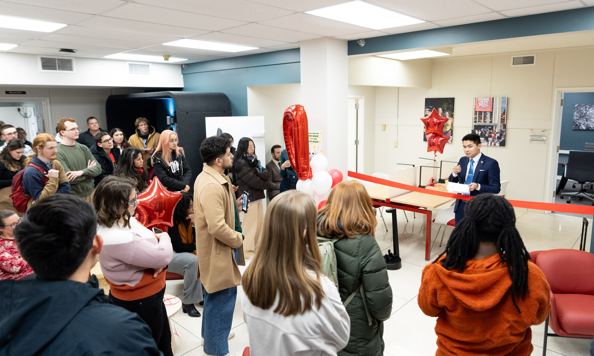 Students at the new Huffman lounge