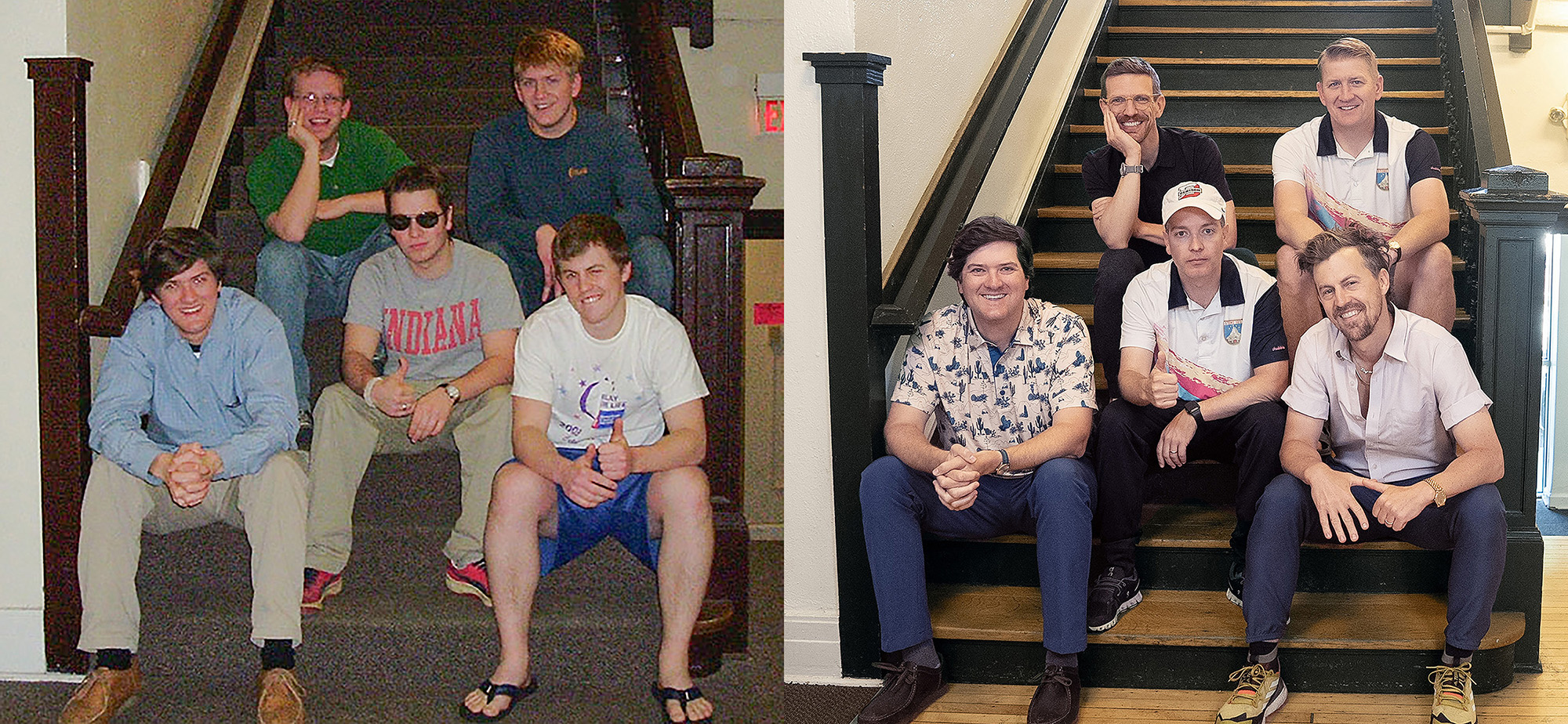 Then and now photo of the residents of stone 105