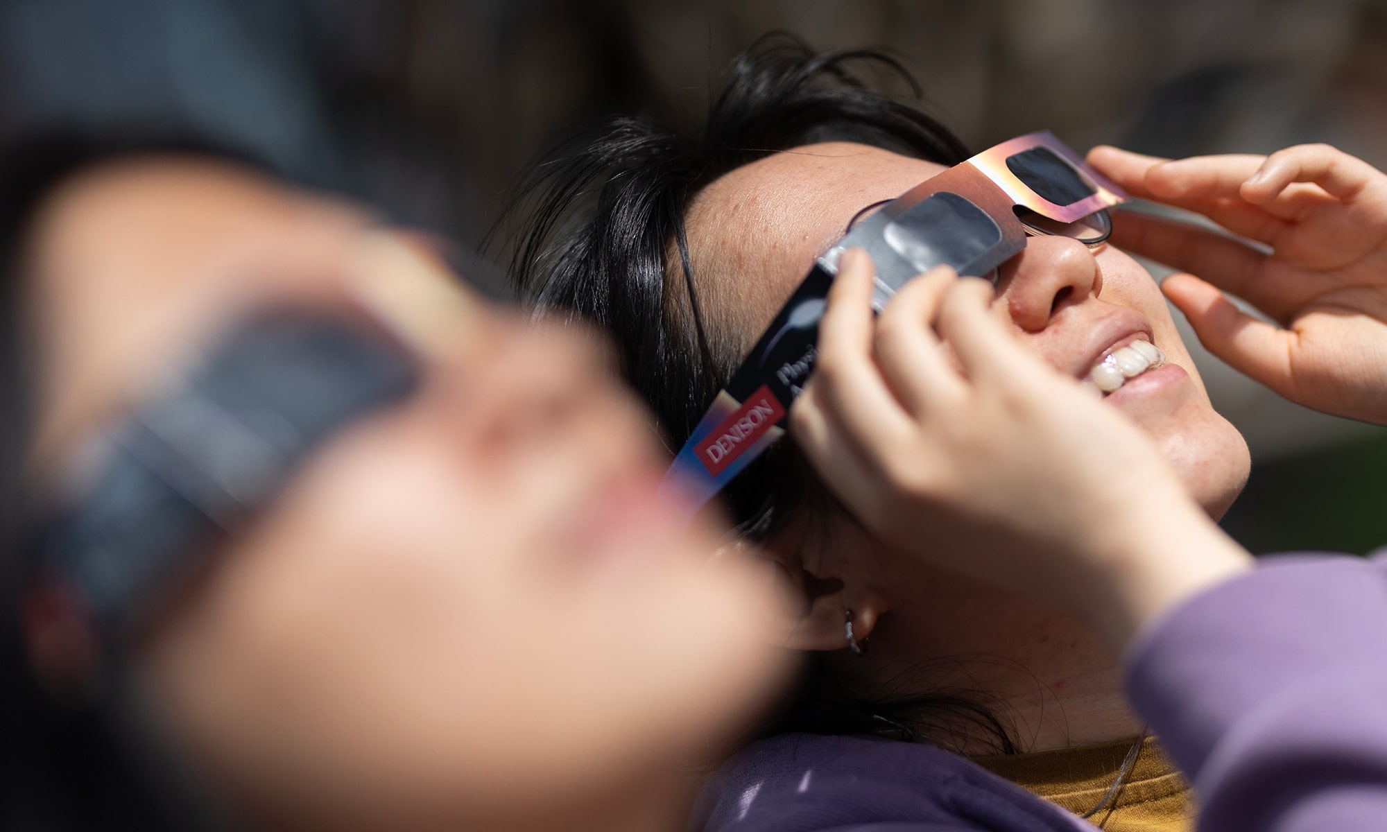 Students watching the solar eclipse