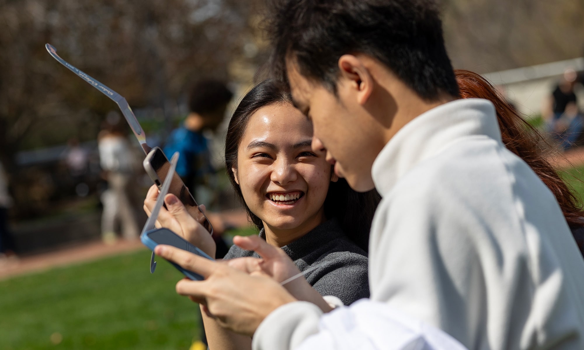 Students watching the solar eclipse